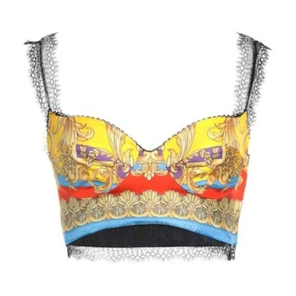 NWT VERSACE SILK FOULARD ROYAL REBELLION BRALETTE TOP Sz 40 - Picture 1 of 8